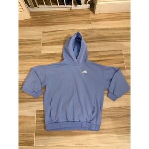 Nike Sportswear Essential Hoodie Blue Pullover Fleece Logo Sweatshirt Medium